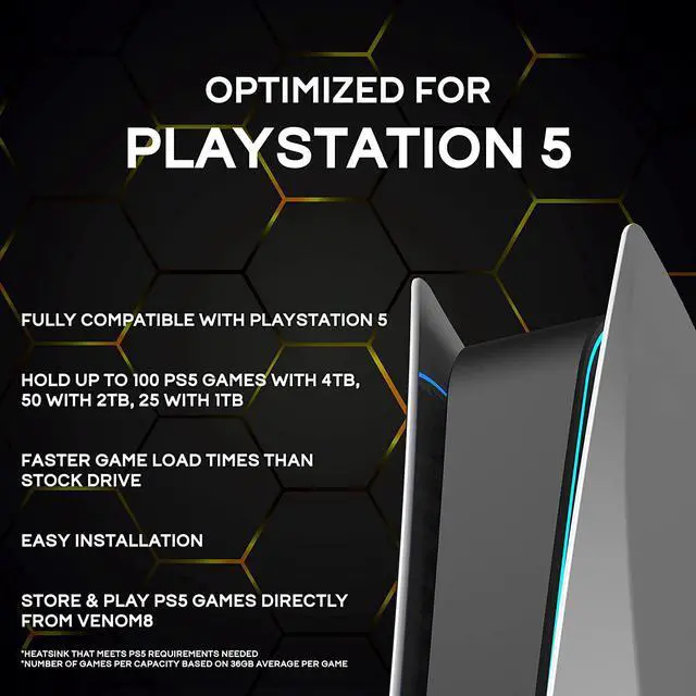 Alt view image 3 of 7 - Fantom Drives VENOM8 4TB NVMe Gen 4 M.2 SSD - Up to 7400MB/s, PS5 Compatible PCIe 4 M.2 2280 Solid State Drive (VM8X40)