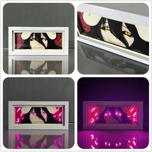 Alt view image 3 of 4 - Anime Lamp albedo Figure Night Light Bedroom Decor Led Light Anime Desk Lamp Birthday Gift Pink