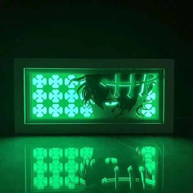 Alt view image 2 of 5 - Black Anime Clover Anime Lamp Yuno Grinbellor Figure Night Light Bedroom Decor Led Light Anime Desk Lamp Birthday Gift