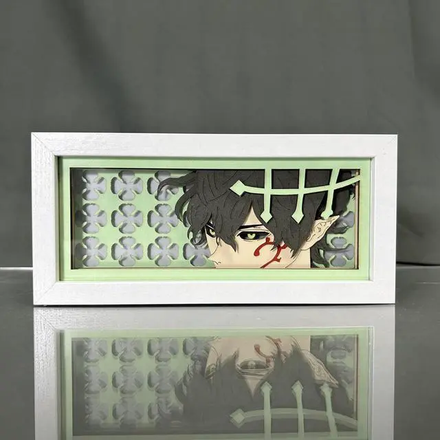 Alt view image 3 of 5 - Black Anime Clover Anime Lamp Yuno Grinbellor Figure Night Light Bedroom Decor Led Light Anime Desk Lamp Birthday Gift