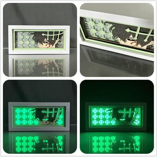 Alt view image 4 of 5 - Black Anime Clover Anime Lamp Yuno Grinbellor Figure Night Light Bedroom Decor Led Light Anime Desk Lamp Birthday Gift