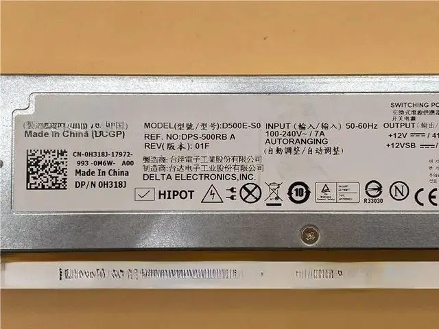 Alt view image 4 of 4 - For DELL R410 R415 server power supply 500W MHD8J H318J D500E-S0 A500E-S0