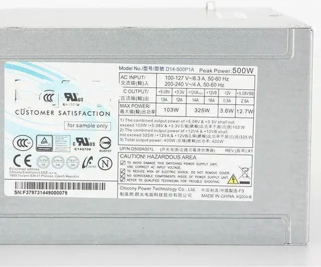 Alt view image 2 of 3 - For HP 500W D14-500P1A with light power supply with 6+8 graphics card