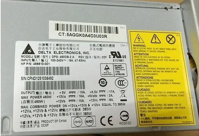 Alt view image 2 of 3 - For HP ML150G6 ML330G6 Power Supply 466610-001 DPS-460DB-2 A 519742-001