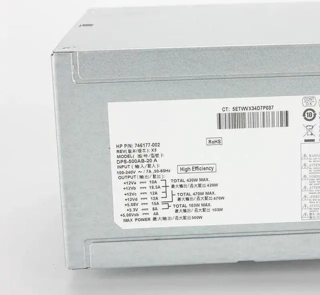 Alt view image 2 of 3 - For HP 500W power supply 746177-002 desktop computer for DPS-500AB-20A