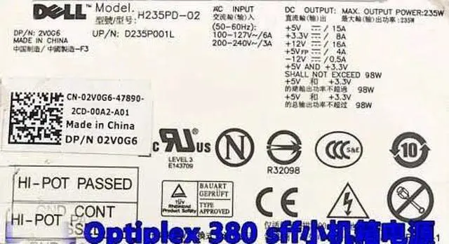 Alt view image 4 of 5 - For Dell 380 SFF H235PD-02 2V0G6 D235P001L 235W Power Supply