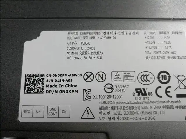 Alt view image 2 of 3 - For DELL 3020 7020 9020MT power supply RVTHD L290AM H290AM-00