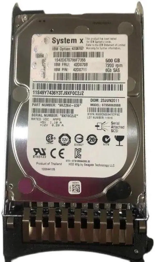 Alt view image 2 of 2 - for IBM 42D0707 42D0708 42D0711 49Y7436 500G 2.5 SAS server hard drive