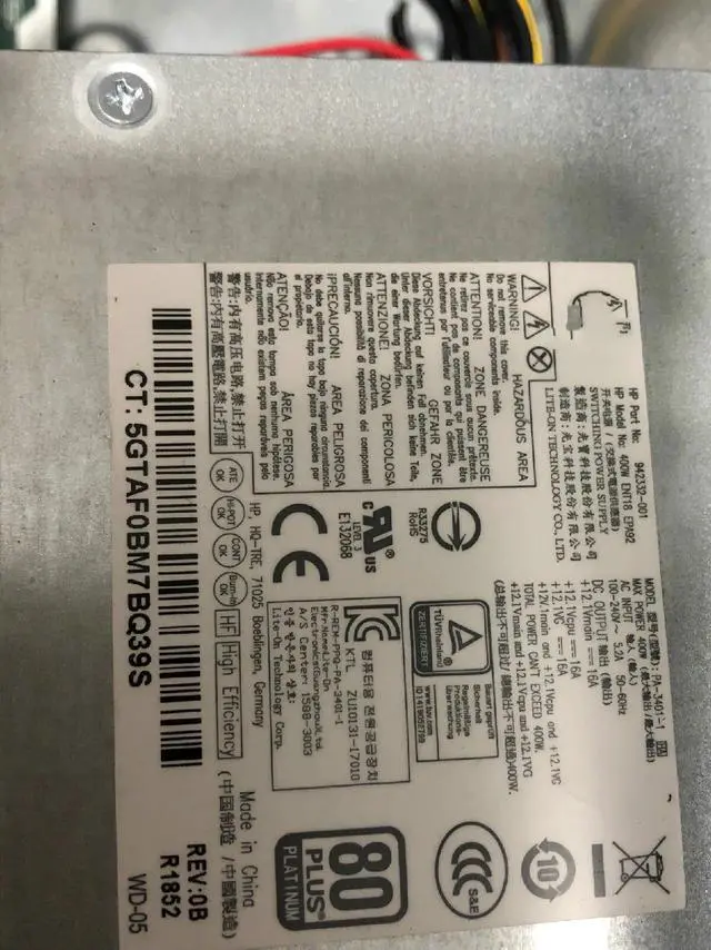 Alt view image 3 of 3 - for HP 280, 680, 800, 880 G3 G4 G5 power supply, 942332-001, PA-3401-1HA