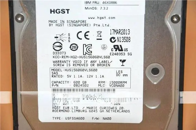 Alt view image 2 of 4 - For NetApp X412A-R5 600G SAS hard drive HUS156060VLS600 46X0884 46X0886