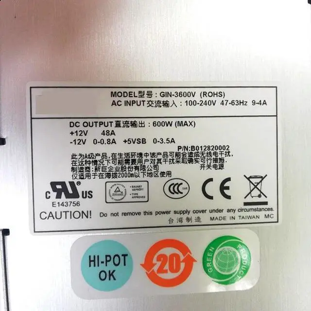 Alt view image 5 of 5 - New Original PSU For Emacs 600W Switching Power Supply GIN-3600V