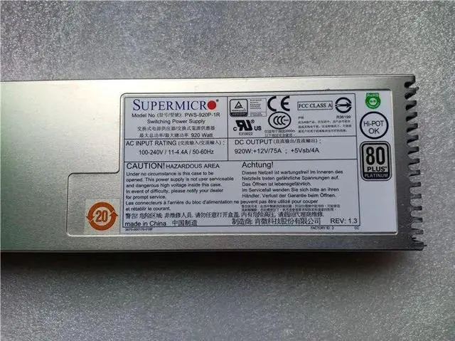 Alt view image 5 of 5 - For Super Micro PWS-920P-1R Dawning I840-G25 920W Redundant Power Module REV:1.3