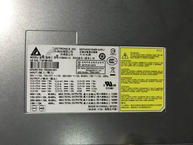Alt view image 3 of 3 - For HP Z820 workstation power supply DPS-1125AB A 716646-002 792340-001