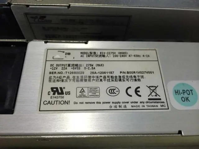 Alt view image 4 of 5 - For Xinju/Zippy R1V2-5275V4H R1V-2275 1U rack-mount redundant server power supply