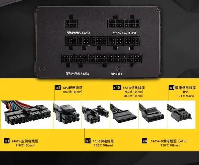 Alt view image 3 of 6 - For Corsair Brand ATX 12V Full Module 80plus Gold Silent Power Supply 850W Power Supply RM850x
