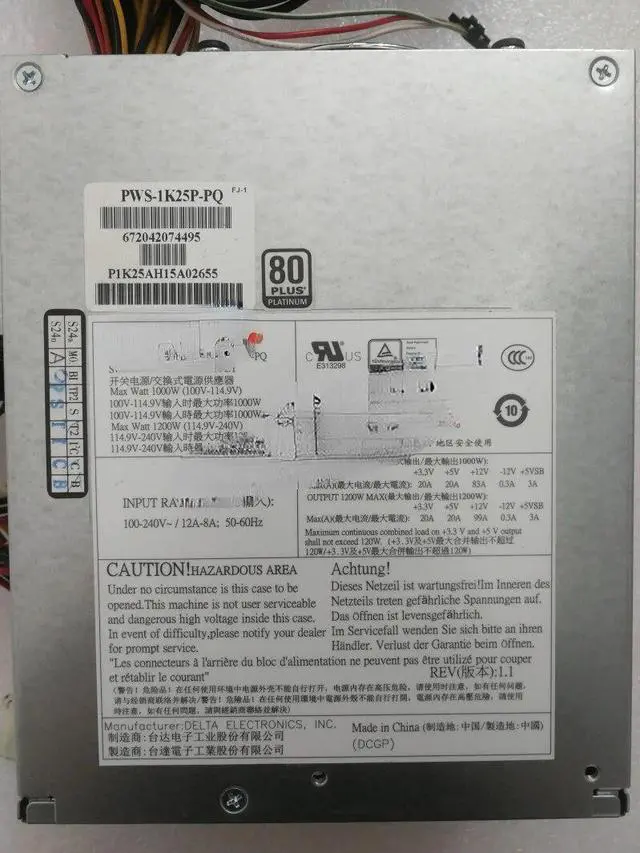 Alt view image 2 of 3 - For Super Micro Medical Equipment Server Power Supply PWS-1K25P-PQ 1200W