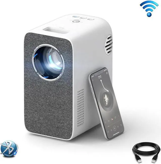 Main image of FLZEN 1080P Native Portable WiFi Projector, 4500 Lumens Wireless Home Theater Projector with Screen Mirroring & Casting, Upright Design & Bluetooth Speaker Mode