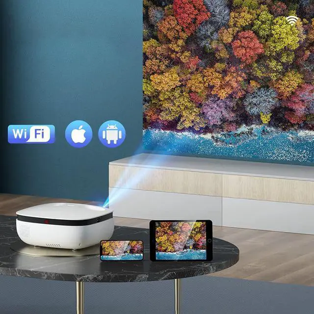Alt view image 8 of 10 - Mini WiFi Projector HD, 4000 Lumen Portable Home Theater Projector with Carry Bag, Support 1080P & 200" Display, Compatible with iOS/Android/PC/TV Stick