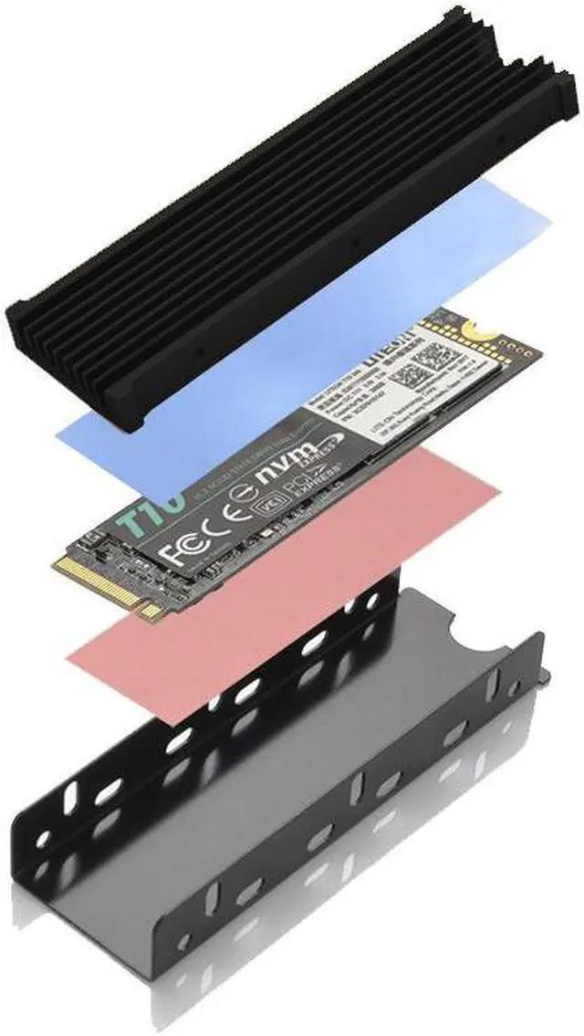 Alt view image 5 of 6 - JEYI M.2 NVMe SSD Heatsink for SM951 SM961 950PRO XP9410 M.2 SSD Cooling Heatsink Dustproof Cooling Metal Sheet Thermal Pad Black