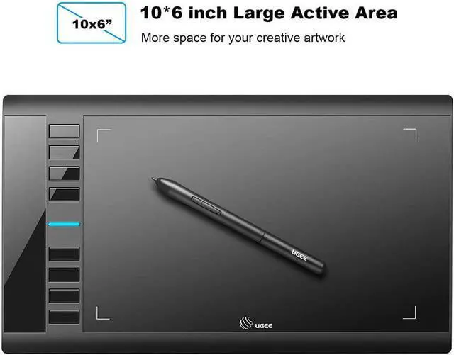 Alt view image 2 of 7 - UGEE M708 Drawing Tablet, Graphics Tablet with Pressure Pen Stylus, 8 Hotkeys, 10 * 6 inch Drawing Area, Art Tablet for Artist, Easy to Use, Drawing Pad for Win11/10/8/7, Mac OS, Chrome OS PC Laptop