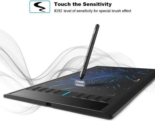 Alt view image 3 of 7 - UGEE M708 Drawing Tablet, Graphics Tablet with Pressure Pen Stylus, 8 Hotkeys, 10 * 6 inch Drawing Area, Art Tablet for Artist, Easy to Use, Drawing Pad for Win11/10/8/7, Mac OS, Chrome OS PC Laptop