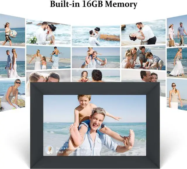 Alt view image 4 of 7 - AEEZO 10.1 Inch WiFi Digital Picture Frame, IPS Touch Screen Smart Cloud Photo Frame with 16GB Storage, Easy Setup to Share Photos or Videos via Frameo APP, Auto-Rotate, Wall Mountable (Black)