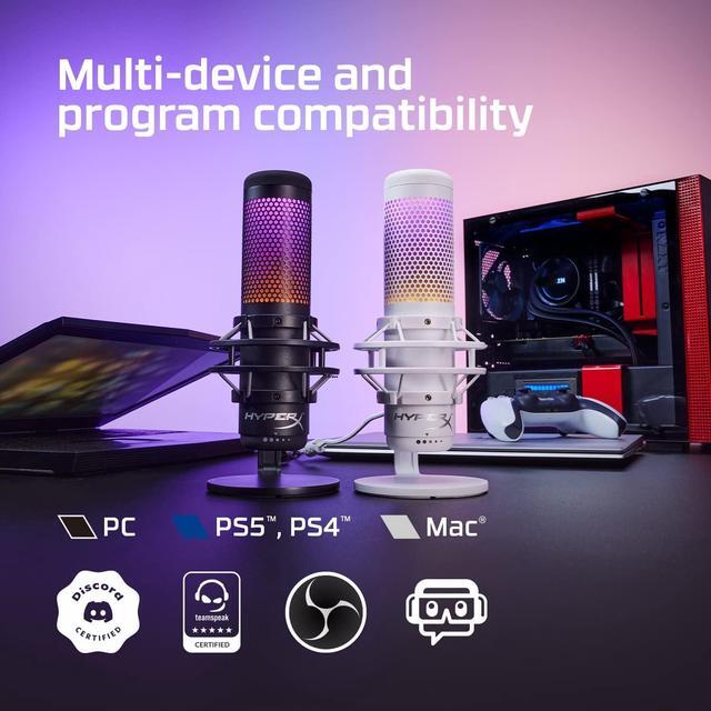 Alt view image 7 of 12 - HyperX QuadCast S - USB Microphone (Black-Grey) - RGB Lighting