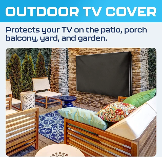 Alt view image 4 of 7 - Garnetics Outdoor TV Cover 65 Inch Waterproof Weatherproof Heavy Duty 600D TV Cover for Outside 65, Outdoor TV Enclosure with Bottom & Remote Pocket, Fits 60-65 Inch Flat Screen TV