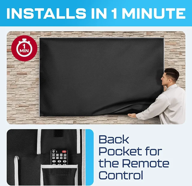 Alt view image 3 of 7 - Garnetics Outdoor TV Cover 65 Inch Waterproof Weatherproof Heavy Duty 600D TV Cover for Outside 65, Outdoor TV Enclosure with Bottom & Remote Pocket, Fits 60-65 Inch Flat Screen TV
