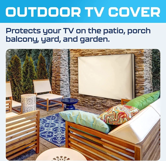 Alt view image 2 of 7 - Garnetics Outdoor TV Cover 65 Inch Waterproof, Weatherproof TV Enclosures with Smart Shield Screen Protectors, Ideal for Outdoor Use, Moving, and Storage - Beige