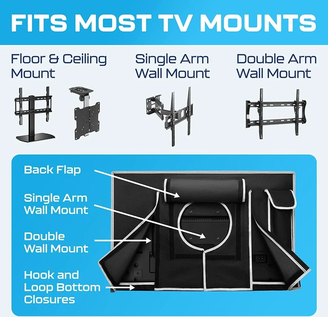 Alt view image 7 of 7 - Garnetics Outdoor TV Cover 65 Inch Waterproof Weatherproof Heavy Duty 600D TV Cover for Outside 65, Outdoor TV Enclosure with Bottom & Remote Pocket, Fits 60-65 Inch Flat Screen TV