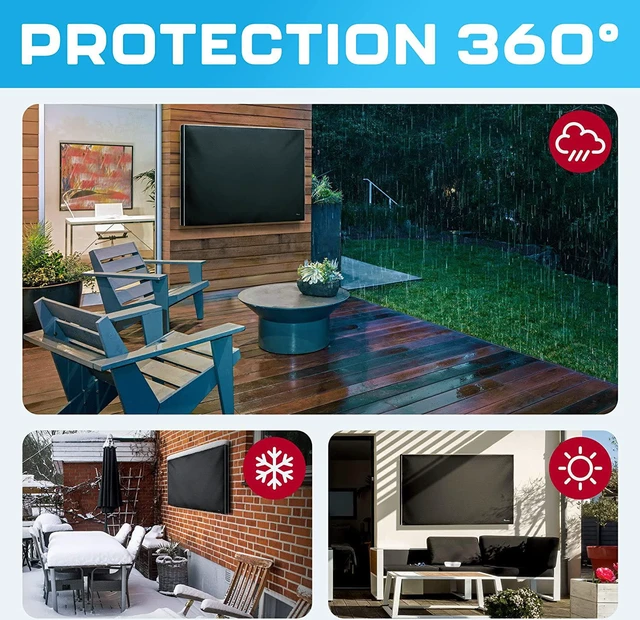 Alt view image 5 of 7 - Garnetics Outdoor TV Cover 65 Inch Waterproof Weatherproof Heavy Duty 600D TV Cover for Outside 65, Outdoor TV Enclosure with Bottom & Remote Pocket, Fits 60-65 Inch Flat Screen TV