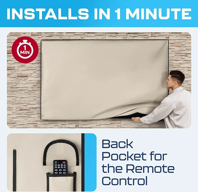 Alt view image 4 of 7 - Garnetics Outdoor TV Cover 65 Inch Waterproof, Weatherproof TV Enclosures with Smart Shield Screen Protectors, Ideal for Outdoor Use, Moving, and Storage - Beige