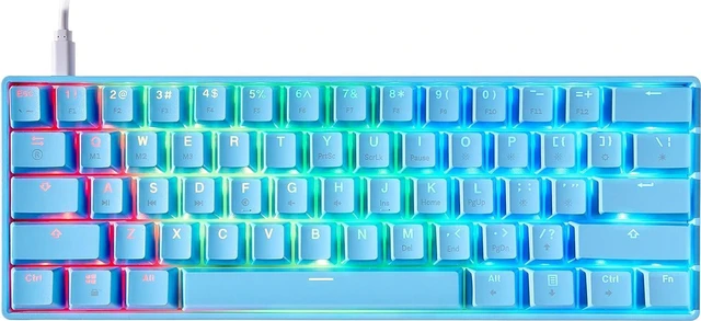 Main image of HK GAMING GK61s Mechanical Gaming Keyboard - 61 Keys Multi Color RGB Illuminated LED Backlit Wired Programmable for PC/Mac Gamer (Gateron Mechanical Black, Blue)