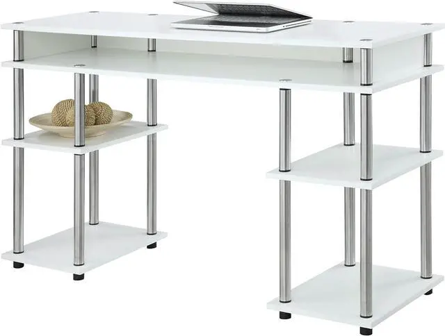 Alt view image 4 of 5 - Convenience Concepts Designs2Go No Tools Student Shelves Desk, 47.25" L x 15.75" W x 30" H, White
