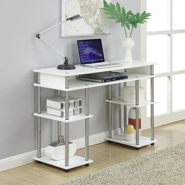 Alt view image 2 of 5 - Convenience Concepts Designs2Go No Tools Student Shelves Desk, 47.25" L x 15.75" W x 30" H, White