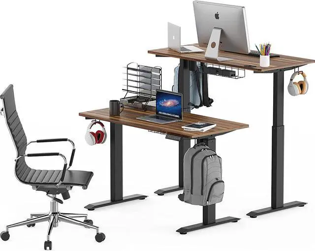 Alt view image 7 of 7 - SHW Memory Preset Electric Height Adjustable Standing Desk, 120 x 60 cm, Walnut