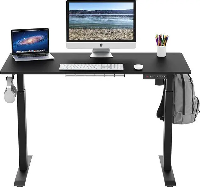 Alt view image 4 of 7 - SHW Memory Preset Electric Height Adjustable Standing Desk, 120 x 60 cm, Black