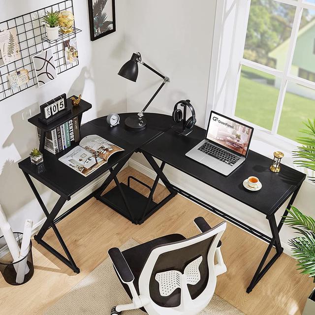 Home Office Computer Desk, Reversible Modern Writing Gaming Work Desk, L  Shaped Game Desk, Steel Frame and Thickened Desktop, 58L x 58W x 30H