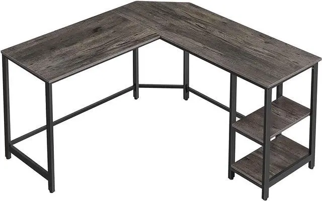 Main image of VASAGLE L-Shaped Computer Desk, Corner Desk, 54-Inch Writing Study Workstation, Charcoal Gray and Black ULWD072B04