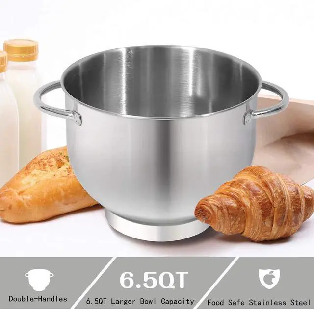 Alt view image 6 of 7 - Aucma Stand Mixer,6.5-QT 660W 6-Speed Tilt-Head Food Mixer, Kitchen Electric Mixer with Dough Hook, Wire Whip & Beater (6.5QT, Black)