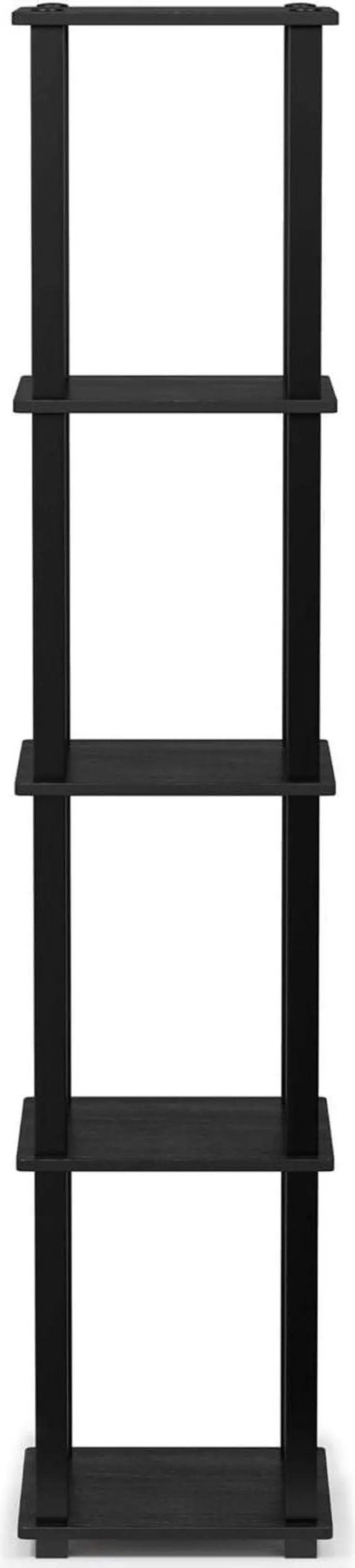 Alt view image 7 of 7 - FURINNO Turn-S-Tube 5-Tier Corner Square Rack Display Shelf, Americano/Black
