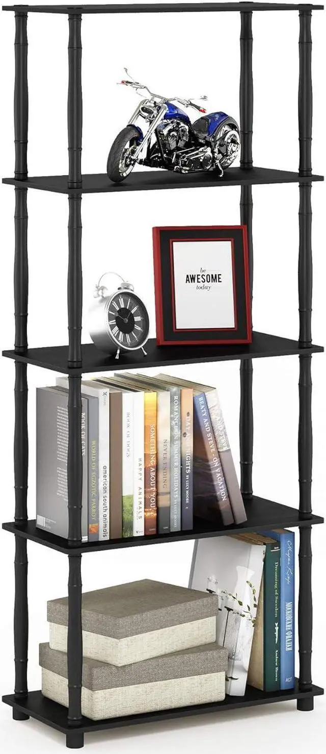 Main image of Furinno Turn-N-Tube 5-Tier Multipurpose Shelf / Display Rack / Storage Shelf / Bookshelf, Classic Tubes, Americano/Black