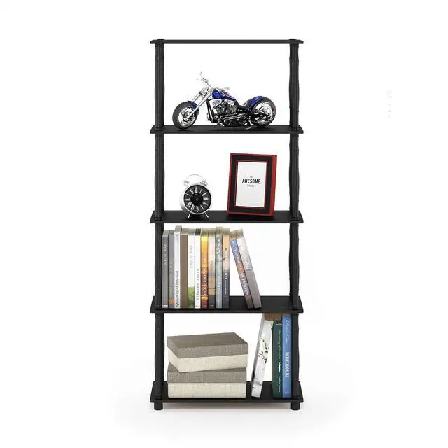 Alt view image 6 of 7 - Furinno Turn-N-Tube 5-Tier Multipurpose Shelf / Display Rack / Storage Shelf / Bookshelf, Classic Tubes, Americano/Black