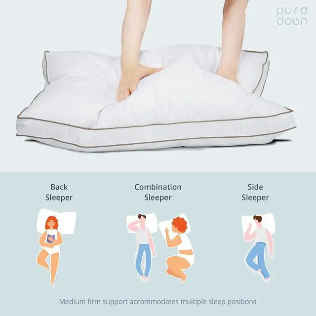 Alt view image 5 of 7 - ? Goose Feathers and Down Pillow for Sleeping Gusseted Bed Hotel Collection Pillows King Set of 2