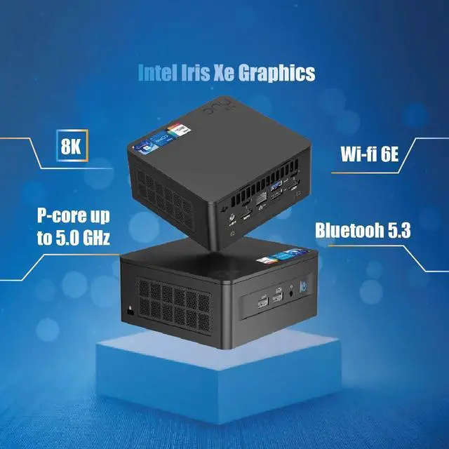 Alt view image 6 of 6 - Intel NUC13ANHi7 with Core i7-1360P Iris Xe Graphics WiFi 6E AX211 Bluetooth 5.3 HDMI Thunderbolt4 Audio Jack - 64gb / 1tb