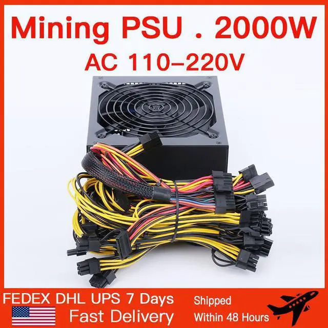 Main image of 2000W Bitcoin mining PSU PC Power Supply Computer Mining Rig 8 GPU ATX Ethereum Coin 12v 4 pin power supply