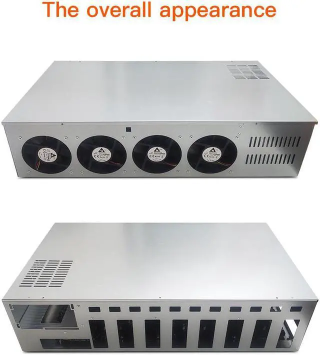 Alt view image 5 of 7 - (with 2000W PSU) mining equipment case 8 GPU mining case, with 4 powerful cooling fans and mining motherboard (without GPU), for BTC / eth / Zec GPU mining equipment, with memory card mc02