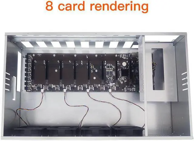 Alt view image 6 of 7 - (with 2000W PSU) mining equipment case 8 GPU mining case, with 4 powerful cooling fans and mining motherboard (without GPU), for BTC / eth / Zec GPU mining equipment, with memory card mc02
