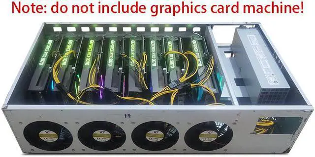 Alt view image 7 of 7 - (with 2000W PSU) mining equipment case 8 GPU mining case, with 4 powerful cooling fans and mining motherboard (without GPU), for BTC / eth / Zec GPU mining equipment, with memory card mc02